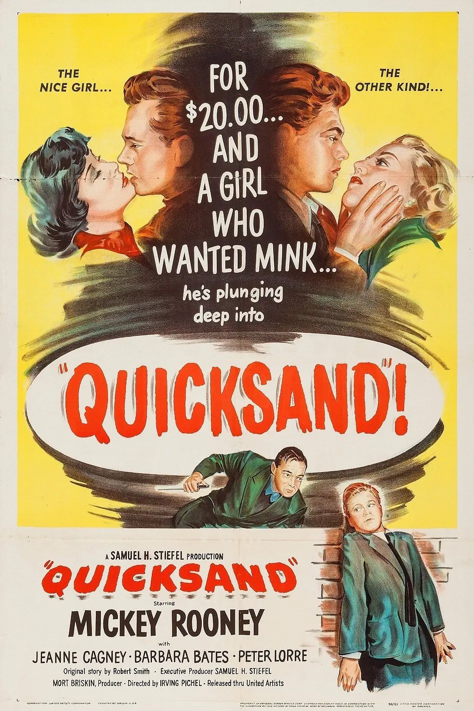 Quicksand 1950 Mickey Rooney movie Portrait Poster image.