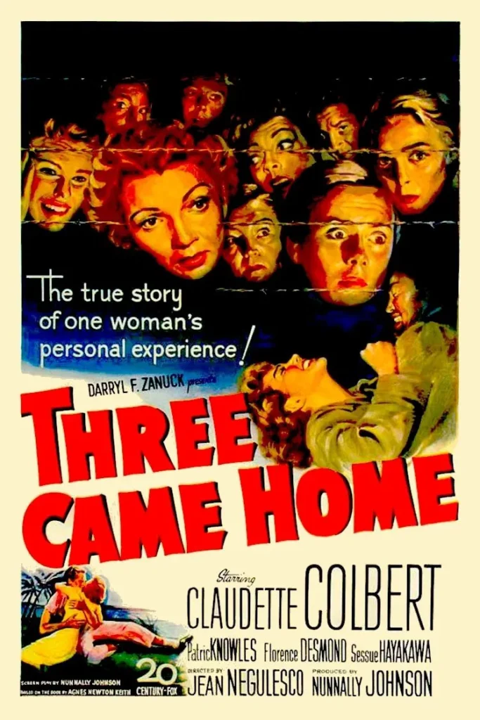 Three Came Home 1950 movie portrait poster image.